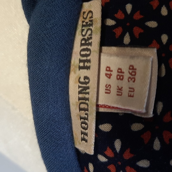 Anthropologie Holding Horses Blue Pink Ombre Tassel Closure Boho Dress, Size 4P - Picture 8 of 8